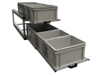 Plateau coulissant double 120x40 cm avec 6 bacs ouverts